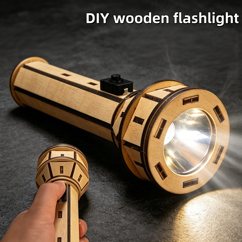 Wooden DIY Flashlight Puzzle K - مراجعة Science Project Diy وسعره