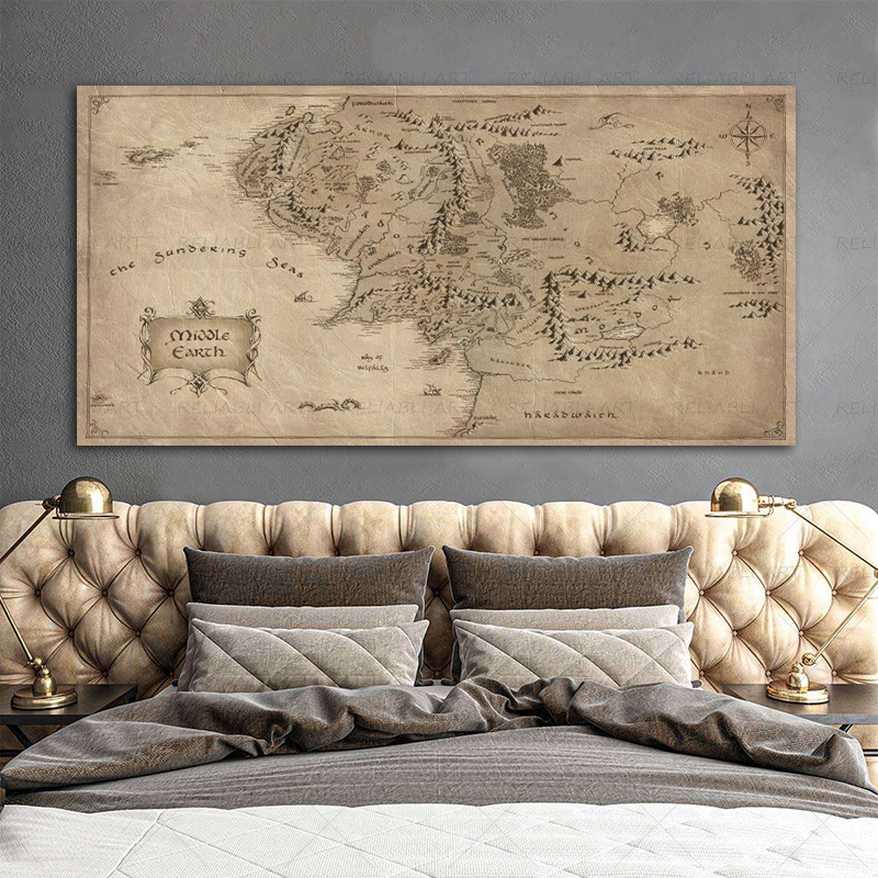 Retro The-Lord-of-Rings Map Po - مراجعة Star Map Poster وسعره