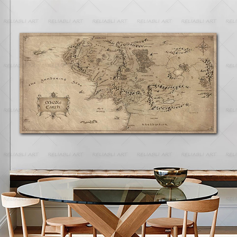 Retro The-Lord-of-Rings Map Po - مراجعة Star Map Poster وسعره